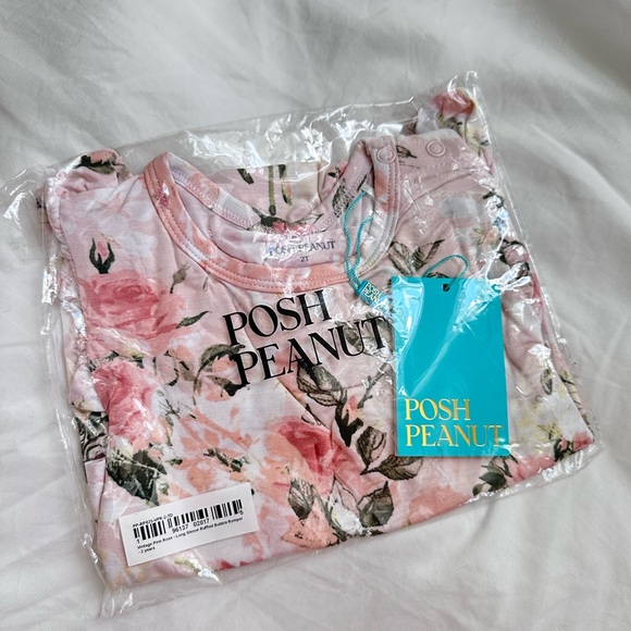 Posh Peanut Vintage Rose Long Sleeve Ruffle Bubble Romper 2t nwt 2 year - Picture 3 of 5